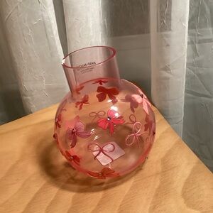 Cupcakes And Cashmere Pink Glass Vase With Bows And Rhinestones Valentines NEW